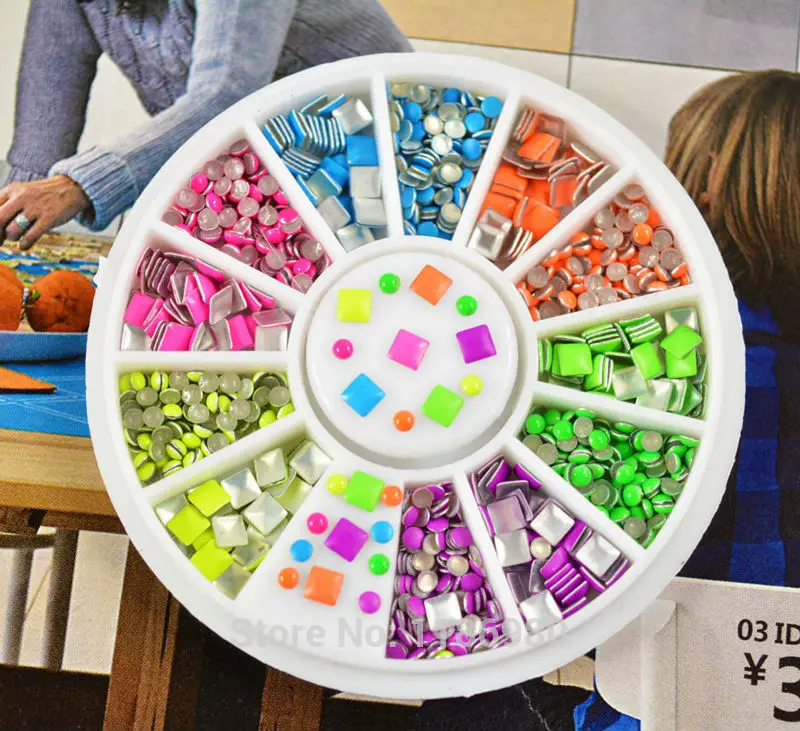 Импортные товары, AliExpress, флуоресцентный маникюр, металлические заклепки, наклейки для ногтей, пластины для ногтей, блестки