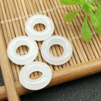 

Natural Xinjiang and Tian Yu Baiyu Ping An Ring Jade Hanging White Jade Ring Donuts Donuts DIY Accessories