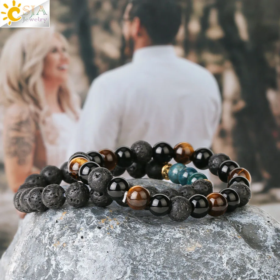 Bracciale In Pietra Naturale Ossidiana Nera 8 Mm - Regolabile Con Nappe, Gioiello Portafortuna Per Donna E Uomo, Regalo
