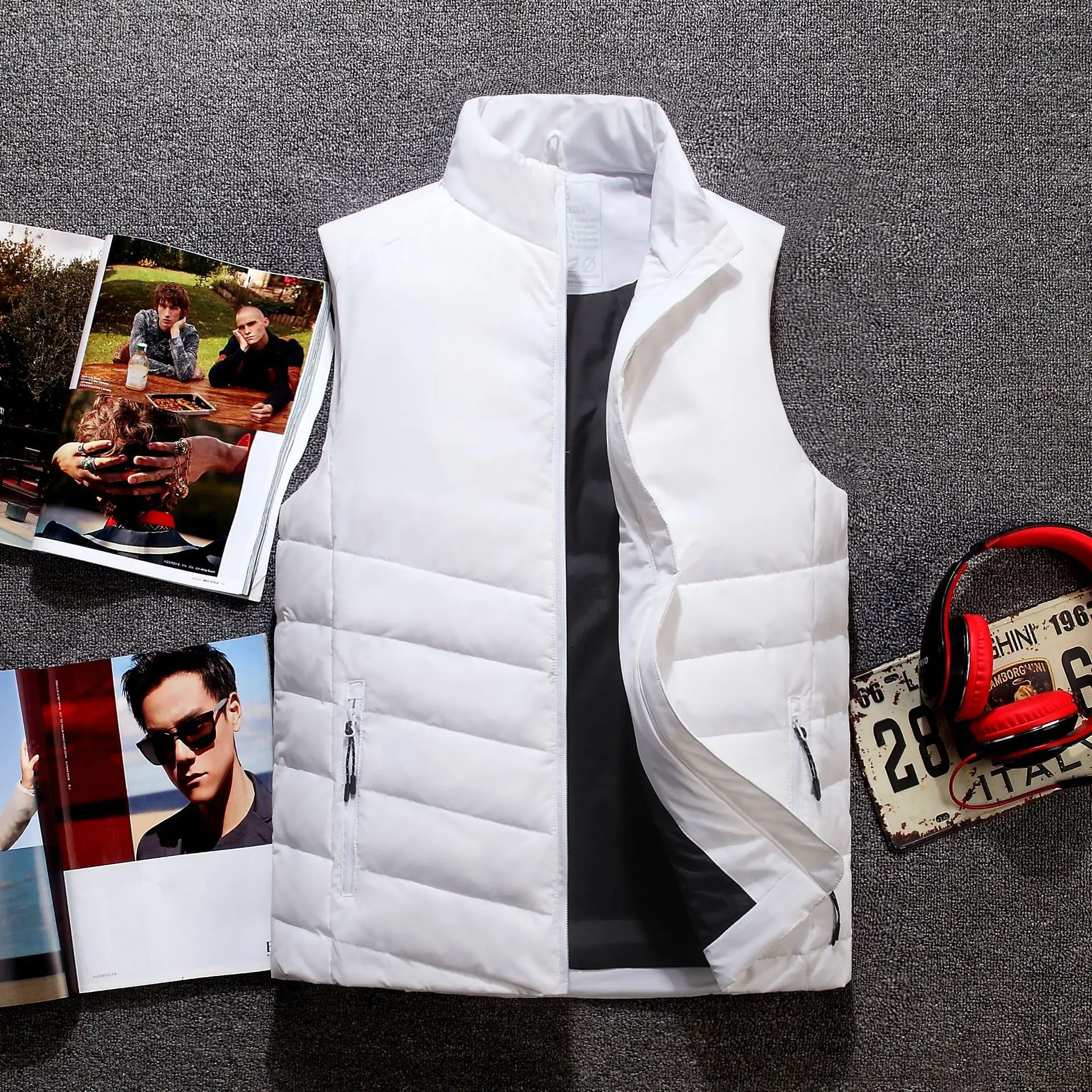 

Men Winter Waistcoat Fashion Plus Size Masculine PPopographer Vest Thick Duck Down Warm Sleeveless Male Jacket With Pockets 5XL