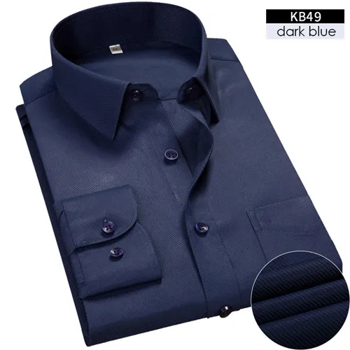 KB49 dark blue DAVYDAISY Новое поступление мужские на сезон осень-весна рубашки мужские Саржевые рубашки модная повседневная Рабочая деловая брендовая одежда 9 цветов DS-264 - Цвет: KB49 dark blue