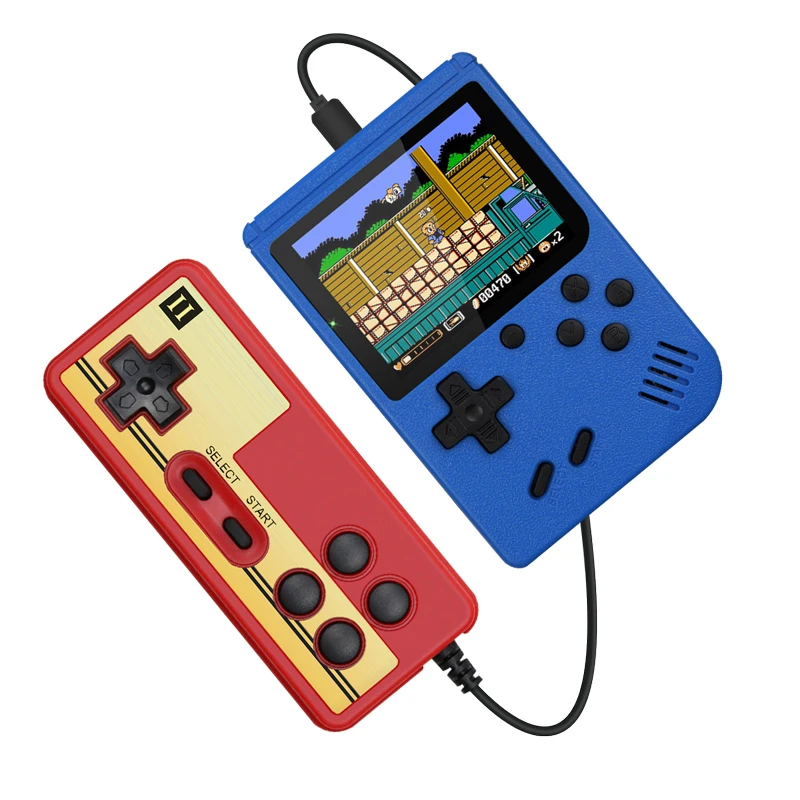 Ретро портативная мини портативная игровая консоль 8-Bit 3,0 дюймов цветной ЖК-дисплей Детский Цветной игровой плеер встроенные 400 игры - Цвет: Blue with gamepad