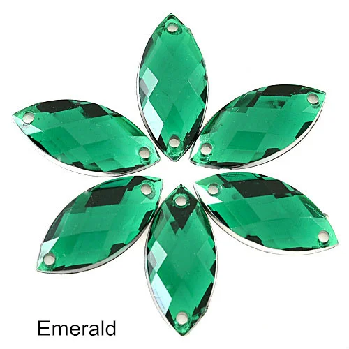 Emerald Акриловая маркиза, кристаллическое Украшение «конский глаз», много цветов, пришивные стразы, Пришивные бусины, Швейные аксессуары для одежды F0148 - Цвет: Emerald