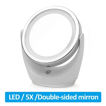 

New Desktop makeup Mirror Touch LED Magnifying Glass 5X Magnification Double-Sided Mirror Makeup Tool 360 Degree Rotating Mirror