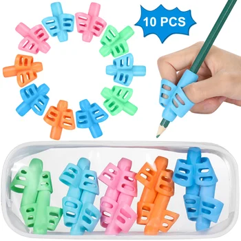 

Partykindom 10PCS Comfortable Silicone Ergonomic Kids Writing Posture Correctors Writing Trainer with Case
