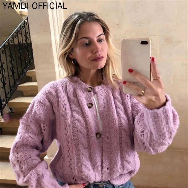 YAMDI полушерстяной зимний Кардиган женский вязаный женский с длинным рукавом buttosn теплый кардиган женский модный шикарный женский свитер