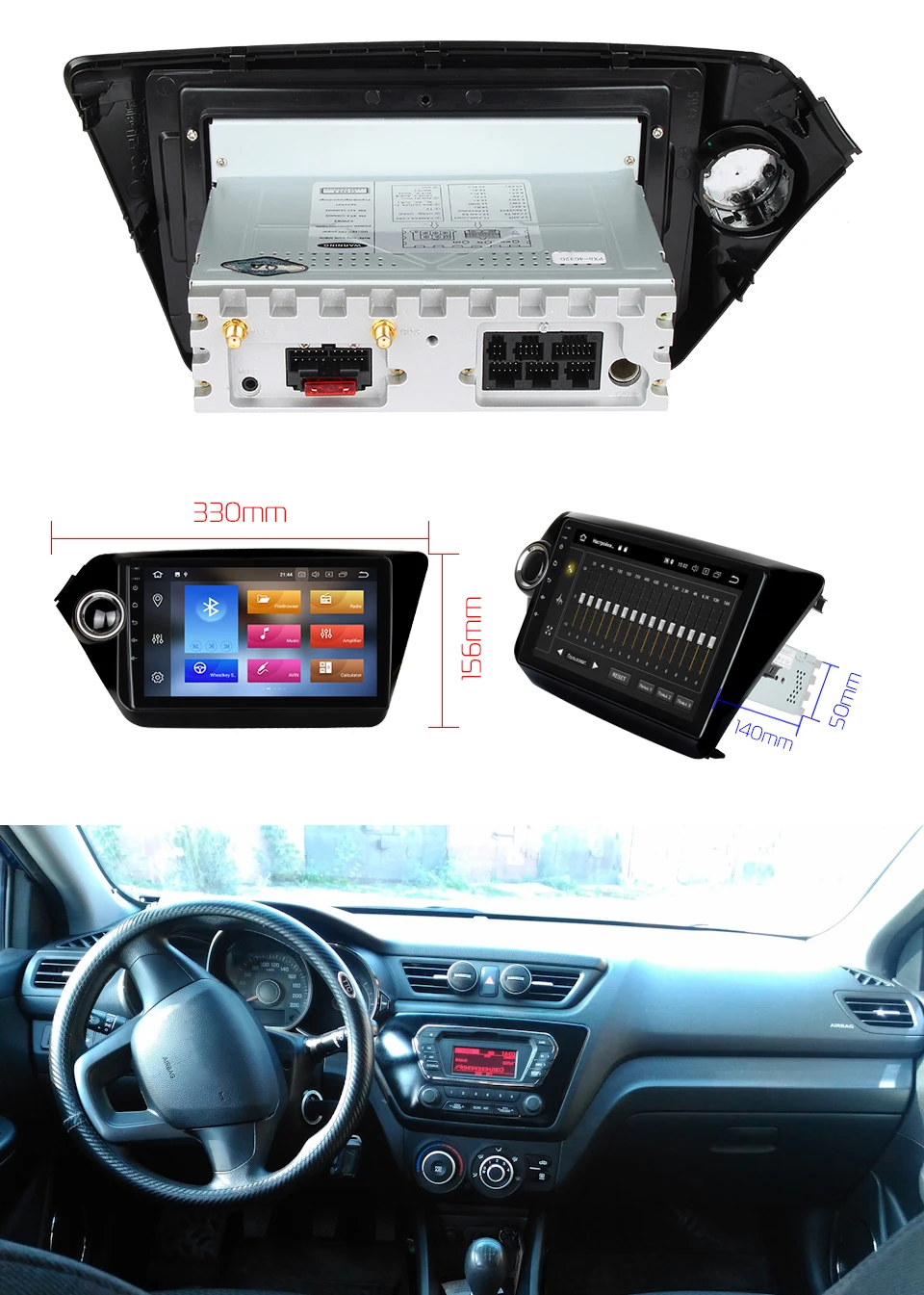 Marubox TK030 DSP, 64 ГБ, Штатная магнитола для Киа Rio, K2 2011-, Android 9.0, восьмиядерный процессор Rockchip PX5