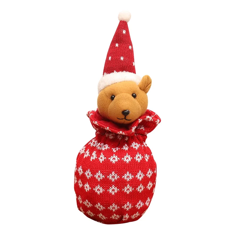 Christmas Candy Bags Knitted Santa Claus Snowman Gift Holder Bag Children Bag Drawstring Pouch Container Organizer Case