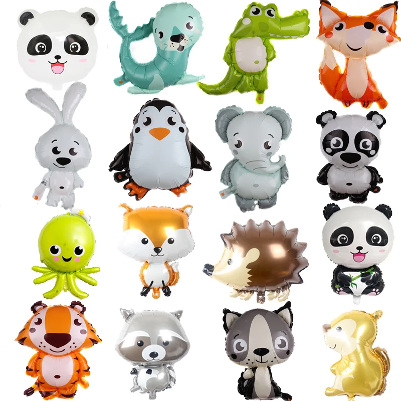 Zoo Photo Props Foil Jungle Cartoon Animal Balloons Rabbit Fox Panda Birthday Party Kids Baby Shower Theme Toys supplies | Дом и сад