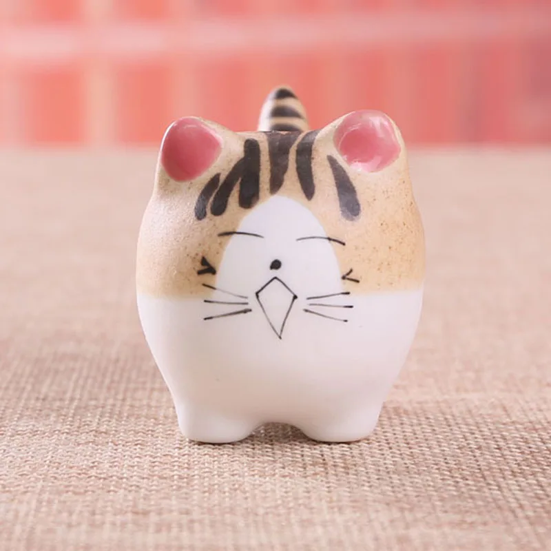 Creative cat ceramic animal succulents small flowerpot office living room home decoration small ornaments fake Plant bonsai - Цвет: 04