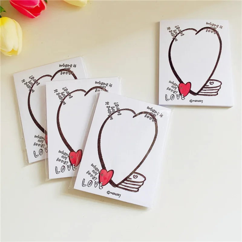 Korean Ins Hand-painted Creative Love Memo Pad Long Style Student Message Record Note Paper 50 Sheets Stationery School Supplies |