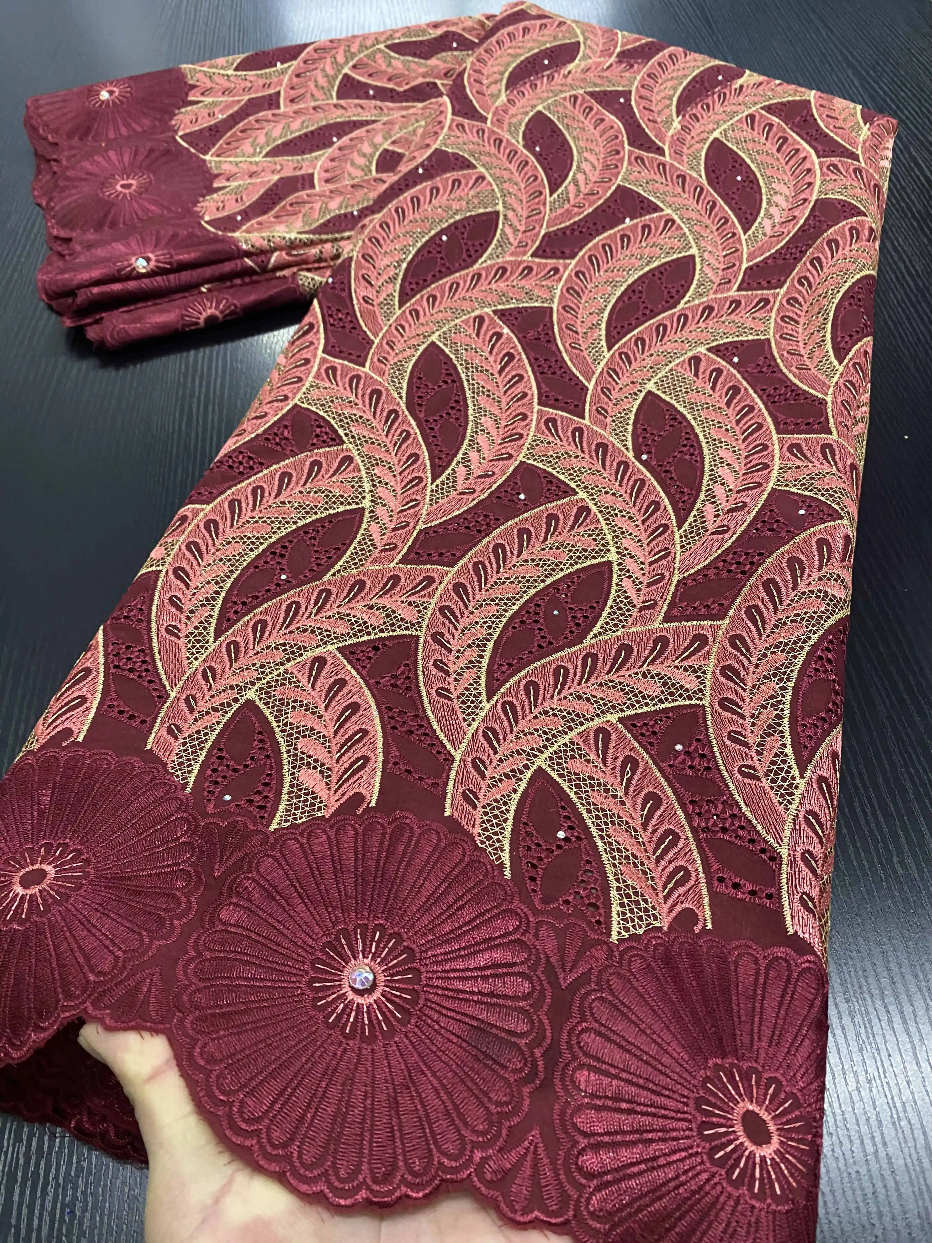 African Cotton Lace Fabric 2021 High Quality Swiss Voile Lace In Switzerland Nigerian Lace Fabrics For Wedding Dress YA3410B-5