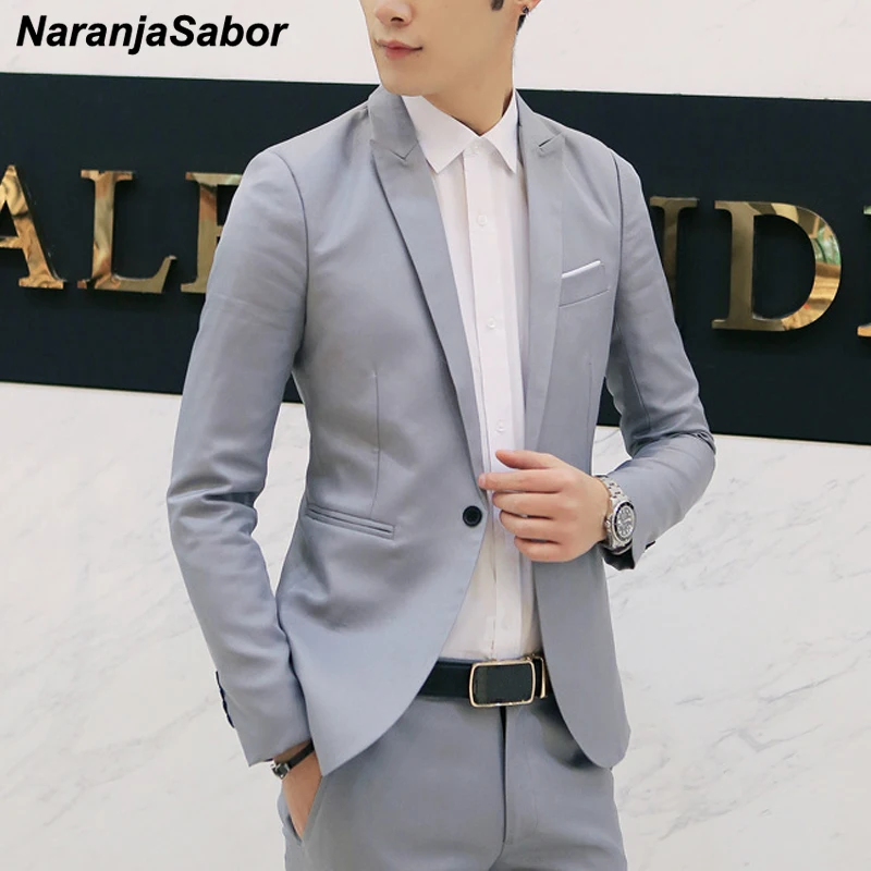 NaranjaSabor мужской высокое качество Блейзер сезон весна осень модный костюм пальто для мужчин Slim Fit повседневные куртки Мужская брендовая одежда N617