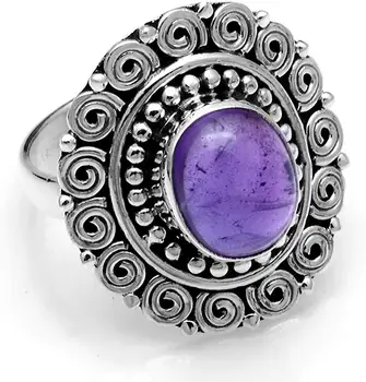 

Genuine Amethyst Ring 925 Sterling Silver, USA Size : 8, 2SR510