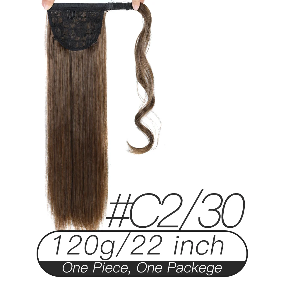 LiangMo, 24 дюйма, длинные вьющиеся волосы на заколках, хвост, накладные волосы, конский хвост, шиньон с заколками, синтетические волосы, конский хвост, наращивание волос - Цвет: C2-30
