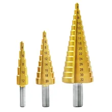 

Titanium Coated HSS Step Drill Bits Straight Groove Step Drill Wood Metal Hole Cutter Core Drilling Tools 4-12mm 4-20mm 4-32mm