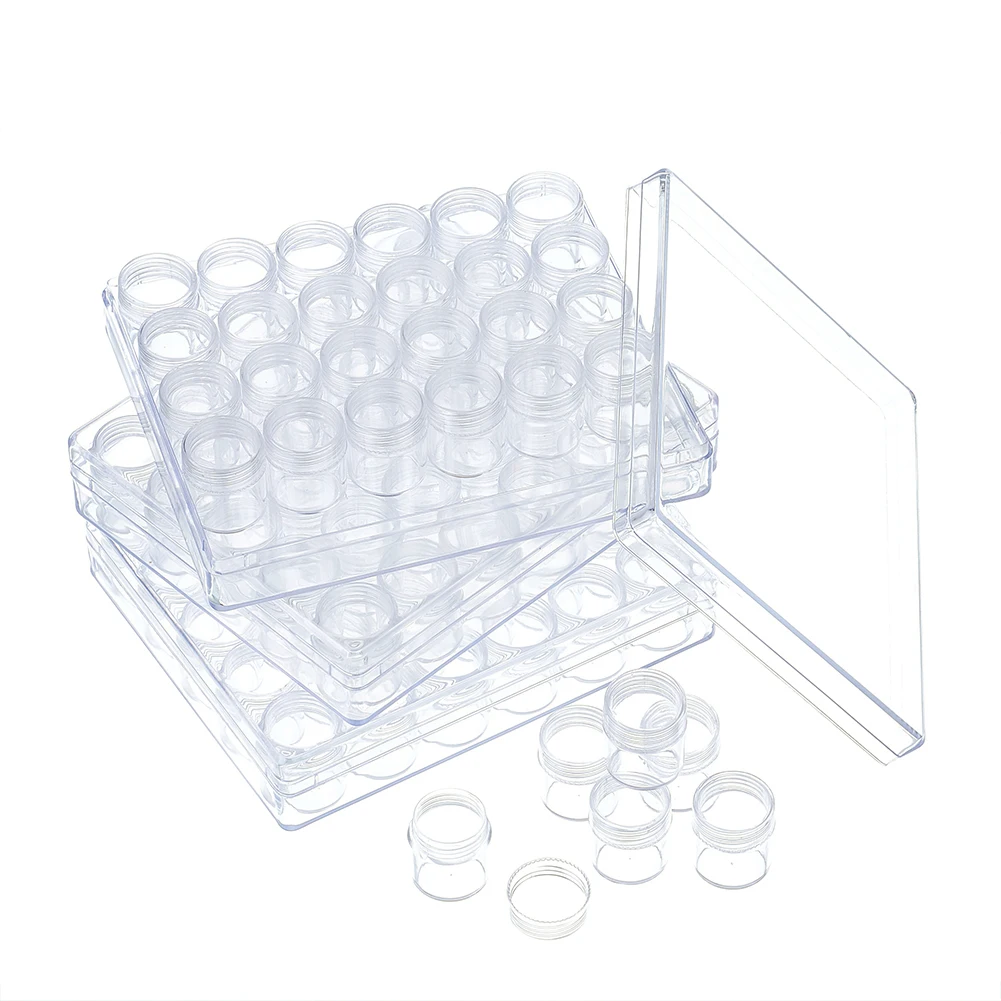 3sets Beads Containers Jewelry Boxes Transparent Plastic Box Beads Organizers Bottle Rhinestone Bead Storage (30pcs Jars/set)