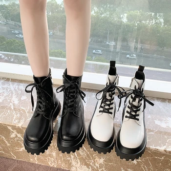 

Martin boots women's 2020 new net red thin and thin locomotive short boots trend platform boots women boots