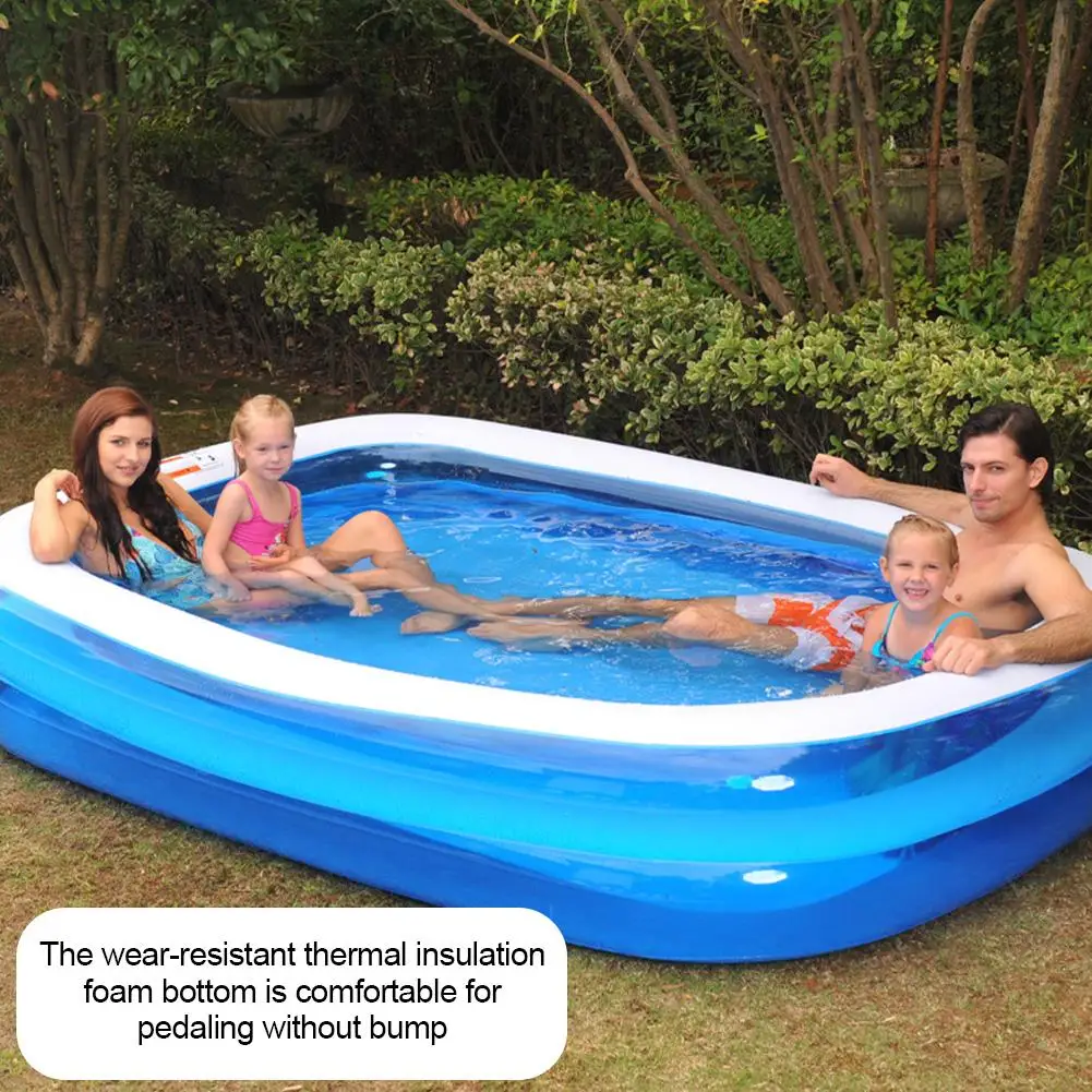Inflatable Swimming Pool Inflatable Bathtub 110/128/155cm Rectangular Inflatable Pool Thicken Pvc for Kids Outdoor Summer
