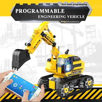 

Multi-functional DIY Electric Building Blocks Excavator Practical Durable 2.4GHz Control Bricks Programmable Toys