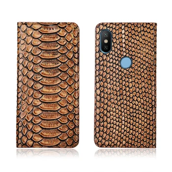 

Python pattern natural genuine leather flip cover card slot holder for Xiaomi Mi6X Xiao Mi A2/Xiaomi Mi6 phone case funda capa