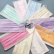 9 máscara protetora descartável da camada da anti poeira 3 da dobra da máscara da cor para o adulto não-tecido respirável das máscaras dos earloops da cara mascarillas