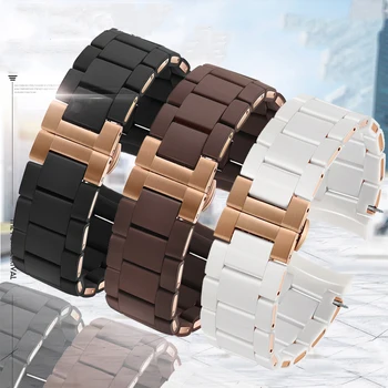 

Rubber and stainless steel silicone strap butterfly buckle watch strap for Armani AR5905 sport 20 23mm black brown white blue