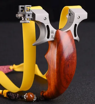 

Slingshot Stainless Steel Hunting Catapult Wooden Handle Mechanical Sight with Rubber Band Outdoor Shooting Games