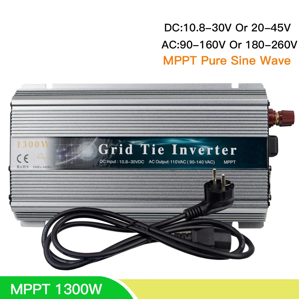 

1300W MPPT On Grid Tie Inverter Solar Micro Inverter Inversor 18/24/30/36V To 110/220V For Solar Panel Battery Wind Generator
