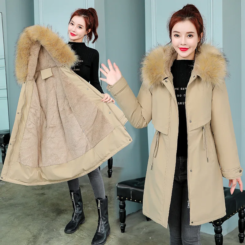 

Популярная зимняя куртка Parker, женское бархатное теплое пальто средней длины с капюшоном, Женское пальто, повседневные женские парки, верхняя одежда