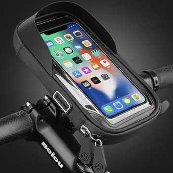 

E-bike Phone Holder Bag Waterproof Motorcycle Handlebar Touch Screen Bag MTB Handlebar Bag Case for iPhone Xs Xr X 8 7Plus