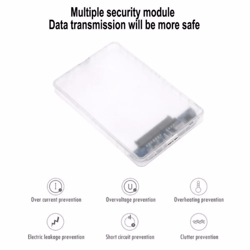 2.5" USB 3.0 SATA Hd Box SSD HDD Hard Disk Drive External HDD Enclosure Transparent Case Tool Free Support 3TB UASP Protocol