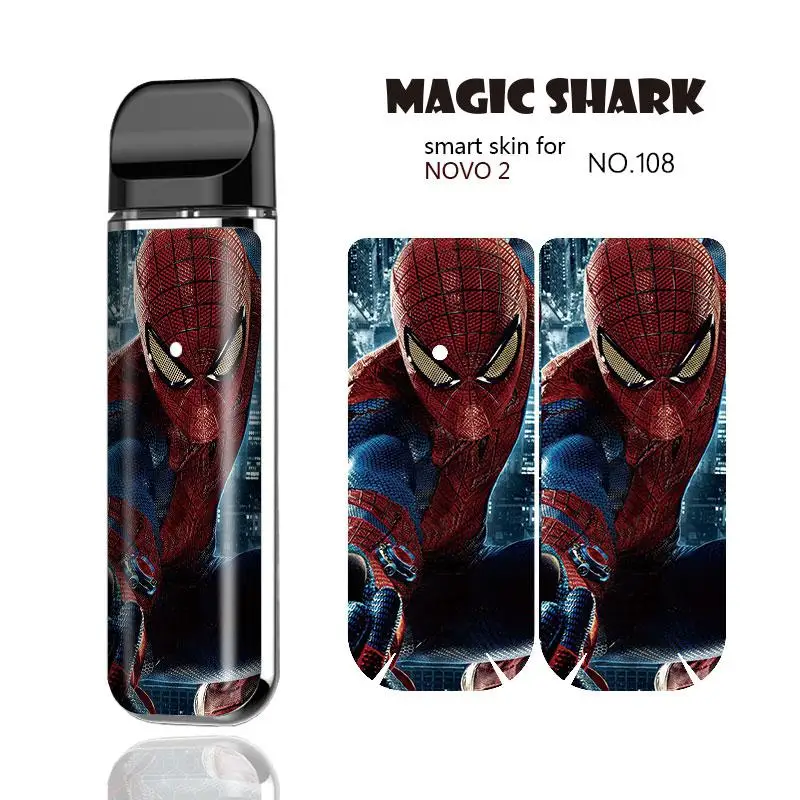 Волшебная картина с изображением акулы V-Vendetta Stone Spider Man Леопардовый стикер чехол Полное Обертывание пленка кожный чехол для Smok Novo 2 нов-2 108-120 - Цвет: 108