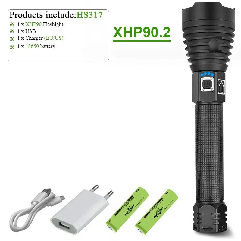 D Супер яркий xhp90.2 самый мощный светодиодный фонарик usb Перезаряжаемый Тактический светильник-вспышка s cree xhp50 мини-светильник 18650 - Испускаемый цвет: D