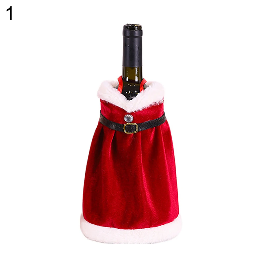 Стильное рождественское платье, платье для шампанского, винных бутылок, покрытие рукава, украшение для стола, украшение для рождественской вечеринки, Рождественское украшение для дома - Цвет: Dress