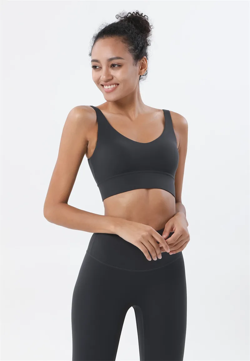 Lulu Sexy Tank Top Multicolor Buttery Soft Fitness Bra Deep V Support Top Tight Yoga Vest No Steel Ring With Removable Chest Pad