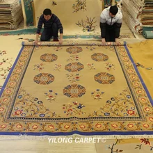 YILONG 8'x11' Золотой вязаный шерстяной коврик ручной работы большой ручной работы шерстяной ковер(TJ2018031S