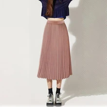 Женская Повседневная осенне-зимняя однотонная плиссированная юбка с эластичным поясом, женская модная элегантная юбка