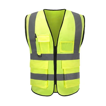 

Multi-pocket Airport Reflective Waistcoat Construction Safety Vest High Visibility Reflective Stripes Jacket Working Vests