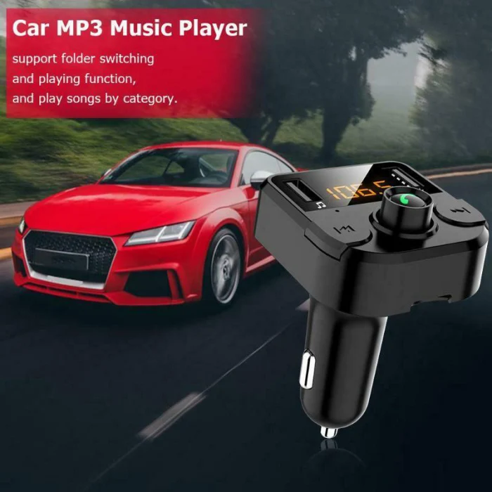 Автомобильное зарядное устройство с двумя usb-портами 2.1A 1A, Bluetooth 5,0, автомобильный комплект, беспроводной fm-передатчик, воспроизведение музыки, громкая связь, вызов DU55