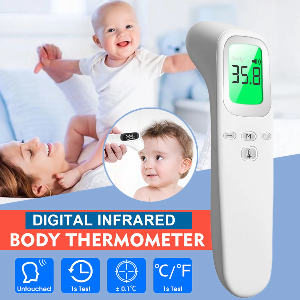 

Baby Thermometer Infrared Digital LCD Body Measurement Forehead Ear Non-Contact Adult Body Fever IR Children Termometro
