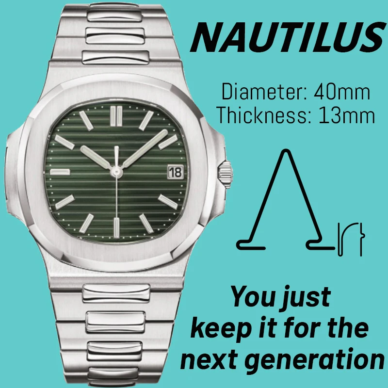 Часы наручные Nautilus Мужские автоматические люксовые светящиеся спортивные