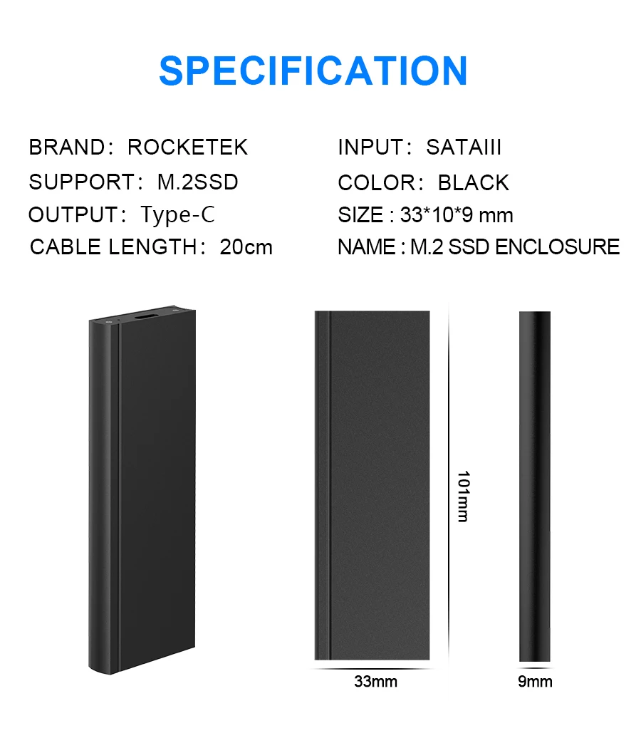 Чехол Rocketek M2 SSD NVME корпус M.2 для usb type C 3,1 адаптер для NVME PCIE NGFF SATA M/B ключевой диск коробка M.2 SSD чехол