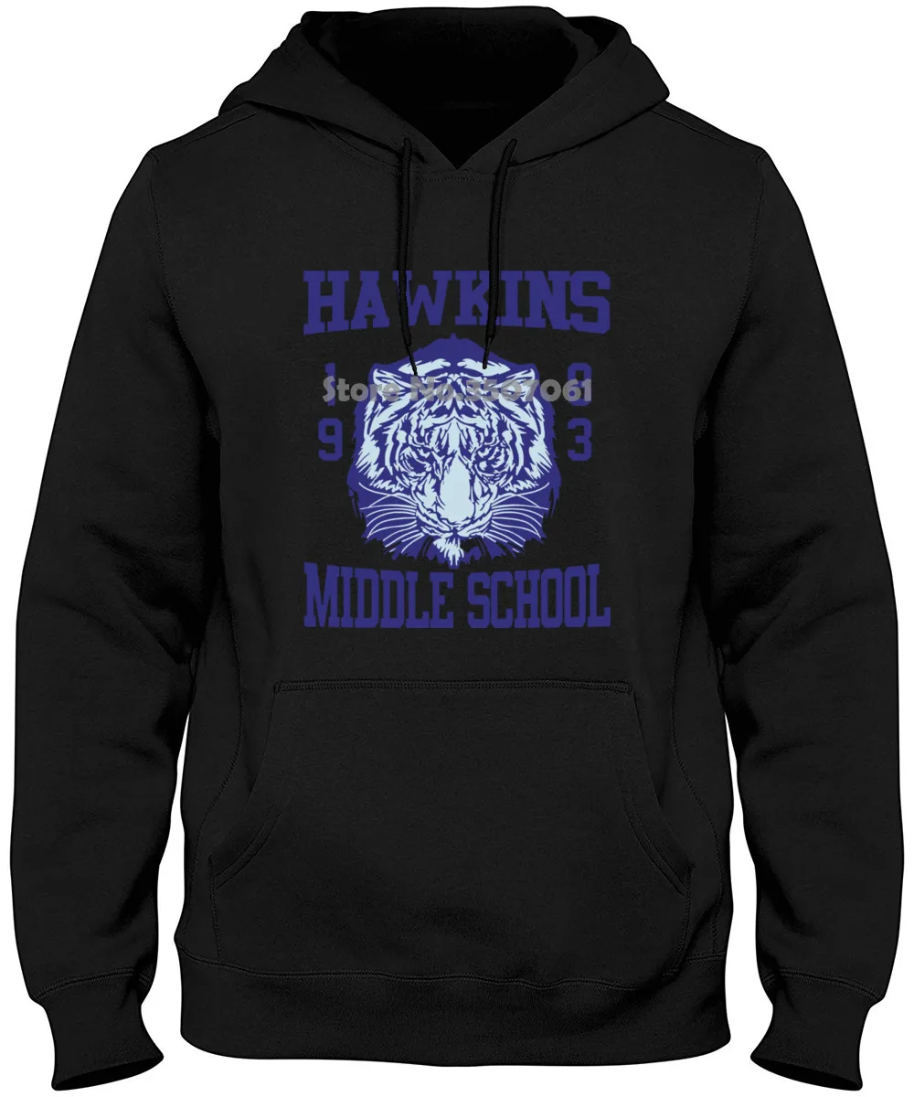 Мужские худи и свитшоты Hawkins Middle School Tigers с дизайном в повседневном стиле надписью