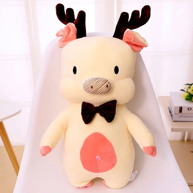 55 70CM Cute Elk Pig Cute Christmas Stuffed Dolls Cotton Plush Toys Baby Kids Doll Children 4