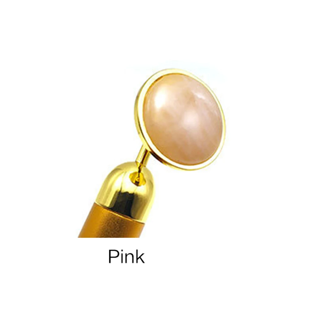 pink Кварцевый ролик для похудения, массажер для лица, инструмент для лифтинга, натуральный нефрит, массажный ролик для лица, камень, массаж кожи, уход за кожей - Цвет: pink