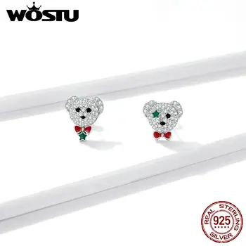 

WOSTU Genuine 925 Sterling Silver Cute Bears Stud Earrings for Women Original Design Fine Jewelry Bijoux Brincos FNE437