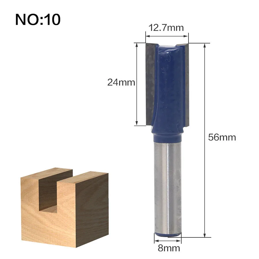 8 мм хвостовик фрезы по дереву фрезы прямой концевой фрезы триммер очистка заподлицо отделка угловая круглая бухта коробка биты инструменты - Длина режущей кромки: NO10