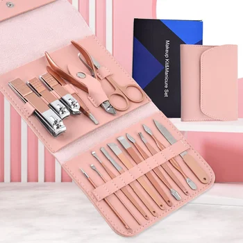 

New 16 In 1 Nail Cutter Professional Stainless Steel Scissors Grooming Kit Art Cuticle Utility Tools Nail Clipper Manicure Set