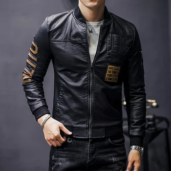 

Fashion Deri Mont Bomber Erkek Chaqueta Cuero Hombre Winter Black Leather Biker Mens Motorcycle Jackets Men